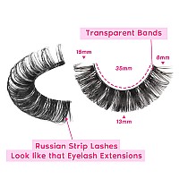 Eyelashes Russian Strip Lashes Clear Band D Curl Fluffy Wispy Lashes Natural Cat Eye Lashes Look Like Extensions By Yawamica