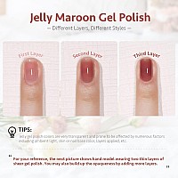 Gaoy Jelly Maroon Gel Nail Polish 16Ml Sheer Spring Summer Translucent Color 1298 Uv Light Cure Gel Polish For Nail Art Diy Man