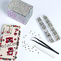 2448 Pieces Clear Flat Back Gems 6 Sizes Round Crystal Rhinestones for nails with Pick Up Tweezer and Rhinestones Picking Pen for Crafts Face Art Clothes Shoes Bags(AB&clear)