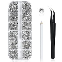 3972pieces Nail Art Rhinestones Kit Nail Gems Ab Flatback 6 Sizes Rhinestones for Nail Art Craft(Clear)