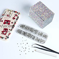 3972pieces Nail Art Rhinestones Kit Nail Gems Ab Flatback 6 Sizes Rhinestones for Nail Art Craft(Clear)