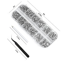 3972pieces Nail Art Rhinestones Kit Nail Gems Ab Flatback 6 Sizes Rhinestones for Nail Art Craft(Clear)