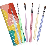 Nail Art Brushes Set Lofuanna 6Pcs Nail Tips Art Design Tools With Poly Extension Gel Brush Nail Polish Brush Carved Brush Ar