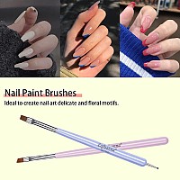 Nail Art Brushes Set Lofuanna 6Pcs Nail Tips Art Design Tools With Poly Extension Gel Brush Nail Polish Brush Carved Brush Ar