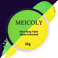 Meicoly Neon Yellow Face Paint Water Activated Face Paint Glow In The Dark Full Body Paint Washable Nontoxic Fluorescent Single