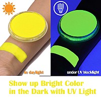 Meicoly Neon Yellow Face Paint Water Activated Face Paint Glow In The Dark Full Body Paint Washable Nontoxic Fluorescent Single