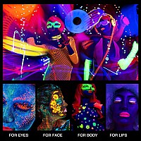 Meicoly Neon Yellow Face Paint Water Activated Face Paint Glow In The Dark Full Body Paint Washable Nontoxic Fluorescent Single