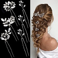 6 Pieces Bride Hair Pins Rhinestones Hair Accessories For Women Crystal Wedding Hair Piece For Bride Women Girls Bridesmaidssil