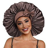 Satin Bonnet Silk For Hair Sleeping Women Tie Bonnets Adjustable Night Cap Jumbo Size Comfortable Wide Band For Braids Curly Lo