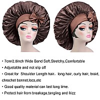 Satin Bonnet Silk For Hair Sleeping Women Tie Bonnets Adjustable Night Cap Jumbo Size Comfortable Wide Band For Braids Curly Lo