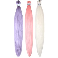 Leticia Pinkpeach Pink White Purple Braiding Hair Pre Stretched Kanekalon Multicolor Braiding Hair Packs