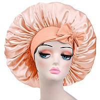 Satin Bonnet Silk For Hair Sleeping Women Tie Bonnets Adjustable Night Cap Jumbo Size Comfortable Wide Band For Braids Curly Lo