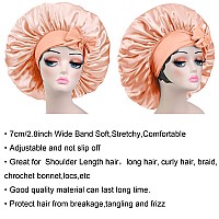 Satin Bonnet Silk For Hair Sleeping Women Tie Bonnets Adjustable Night Cap Jumbo Size Comfortable Wide Band For Braids Curly Lo