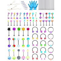 88Pcs Piercing Kitjiesibao 14G 16G Stainless Steel Piercing Needles Piercing Jewelry For Nose Septum Horseshoe Lip Tongue Eyebr