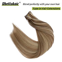 Hair Extensions Tape Ins Human Hair 20 Pcs Double Sided Tape In Hair Extensions Golden Brown And Blonde Highlights Real Hair Ext