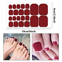 Wokoto 20 Sheets Toenails Nail Polish Stickers Full Nail Wraps For Women Red Nail Art Sticker Self Adhesive Nail Gel Stickers Fo