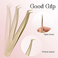 Allove Eyelash Extension Tweezers For Lash Extensions Stainless Steel Lash Tweezers For Eyelash Extensions Isolation Volume Lash