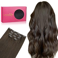 Wennalife Clip In Human Hair Extensions 75G 5Pcs 16 Inch Remy Clip In Hair Extensions Real Human Hair Light Dark Brown Virgin H