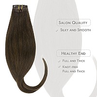 Wennalife Clip In Human Hair Extensions 75G 5Pcs 16 Inch Remy Clip In Hair Extensions Real Human Hair Light Dark Brown Virgin H