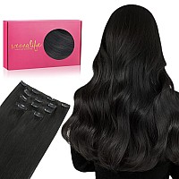 Wennalife Clip In Human Hair Extensions 80G 5Pcs 20 Inch Remy Clip In Hair Extensions Real Human Hair Natural Black Virgin Huma