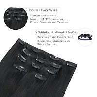 Wennalife Clip In Human Hair Extensions 80G 5Pcs 20 Inch Remy Clip In Hair Extensions Real Human Hair Natural Black Virgin Huma