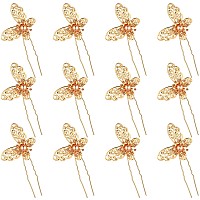 12 Pieces Butterfly Hair Pin Butterfly Hair Clips Crystal Pearl Hair Clips Bridal Wedding Hair Pins Bride Headwear Hair Accessor