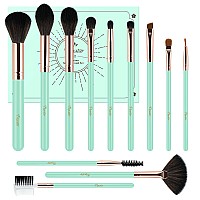 Makeup Brushes Set Professional 12Pcs Blue Make Up Brush Set Foundation Eyebrow Blush Concealer Face Powder Eye Shadows Highli