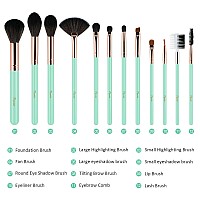 Makeup Brushes Set Professional 12Pcs Blue Make Up Brush Set Foundation Eyebrow Blush Concealer Face Powder Eye Shadows Highli