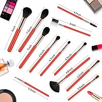 Makeup Brushes Set Professional 12Pcs Orange Make Up Brush Set Foundation Eyebrow Blush Concealer Face Powder Eye Shadows High