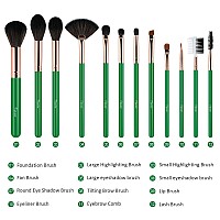 Makeup Brushes Set Professional 12Pcs Deep Green Make Up Brush Set Foundation Eyebrow Blush Concealer Face Powder Eye Shadows