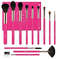 Makeup Brushes Set Professional 12Pcs Red Make Up Brush Set Foundation Eyebrow Blush Concealer Face Powder Eye Shadows Highlig