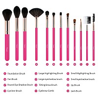 Makeup Brushes Set Professional 12Pcs Red Make Up Brush Set Foundation Eyebrow Blush Concealer Face Powder Eye Shadows Highlig