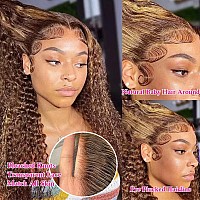 Pizazz 28 Inch Ombre Highlight 13X4 Hd Lace Front Wigs Human Hair Pre Plucked 180 Density Deep Wave Lace Frontal Wigs Human Hair