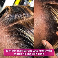 Pizazz 28 Inch Ombre Highlight 13X4 Hd Lace Front Wigs Human Hair Pre Plucked 180 Density Deep Wave Lace Frontal Wigs Human Hair