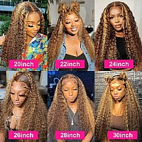 Pizazz 28 Inch Ombre Highlight 13X4 Hd Lace Front Wigs Human Hair Pre Plucked 180 Density Deep Wave Lace Frontal Wigs Human Hair