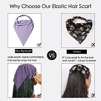 6 Pack Hair Scarf Headband For Women Elastic Hair Kerchief Boho Large Triangle Bandana Head Scarf With Clips Non Slip Tie Dye