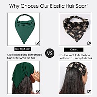 6 Pack Hair Scarf Headband For Women Elastic Hair Kerchief Large Boho Triangle Bandana Head Scarf With Clips Non Slip Solid Co