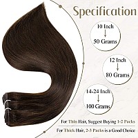 Full Shine Hair Brown Weft Extensions Real Human Hair Extenisons Dark Brown Sew In Invisible Hair Extensions 18 Inch For Long Ha