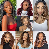 Boho Box Braids Crochet Hair For Women 10 Inch 7 Packs Ombre Goddess Box Braids With Curly Ends 3X Short Bob Crochet Braids For