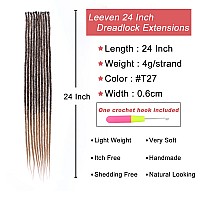 Leeven Thin 24 Inch Dreadlock Extensions 20 Strands Single Ended Ombre Honey Blonde Dreads Reggae Crochet Braiding Hair 06 Cm W