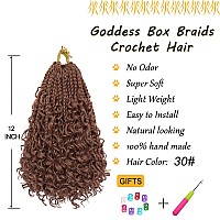 Goddess Box Braids Crochet Hair For Woman 12 Inch 7 Packs Short Prelooped Crochet Box Braids Curly Ends Bohemian Hippie Braids