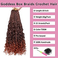 Cookoo 18 Inch Boho Box Braids Crochet Hair For Black Women 8 Pack Synthetic Goddess Box Braids Crochet Hair Bohemian Hippie Bra