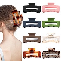 8 Pcs 413 Inch Large Claw Clips For Thick Hair Big Matte Square Hair Clips Strong Hold Rectangle Styling Accessories Christ