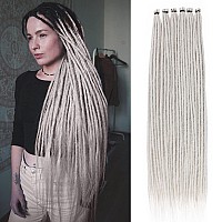 Leeven 20 Strands Thin Dreadlock Extensions 36 Inch Grey Soft Crochet Se Dreads Reggae Style Synthetic Braiding Hair 06 Cm Widt