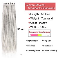 Leeven 20 Strands Thin Dreadlock Extensions 36 Inch Grey Soft Crochet Se Dreads Reggae Style Synthetic Braiding Hair 06 Cm Widt