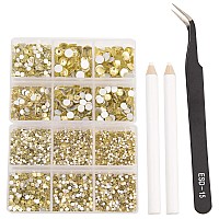 Ncb 8000Pcs Non Hotfix Rhinestones 10 Sizes Flatback Crystal Glass Rhinestones With Tweezers And Picking Pen For Nail Art Clothe