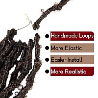 8 Packs Light Weight Butterfly Locs Crochet Hair 12 Inch Butterfly Faux Locs Crochet Hair Short Brown Distressed Butterfly Locs, 4#