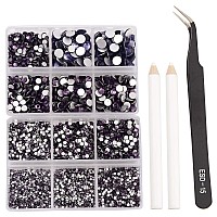 Ncb 8000Pcs Non Hotfix Rhinestones 10 Sizes Flatback Crystal Glass Rhinestones With Tweezers And Picking Pen For Nail Art Clothe