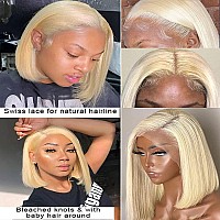 Ainmeys Hair 613 Blonde Short Bob Wigs 13X4 Lace Front Wigs Human Hair Straight Bob Wigs Brazilian Virginhuman Hair Wigs For Bla