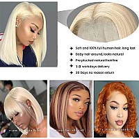 Ainmeys Hair 613 Blonde Short Bob Wigs 13X4 Lace Front Wigs Human Hair Straight Bob Wigs Brazilian Virginhuman Hair Wigs For Bla